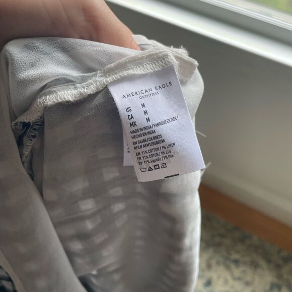 American Eagle  Womens gingham navy mini skirt size zipper fully lined medium - Picture 6 of 10